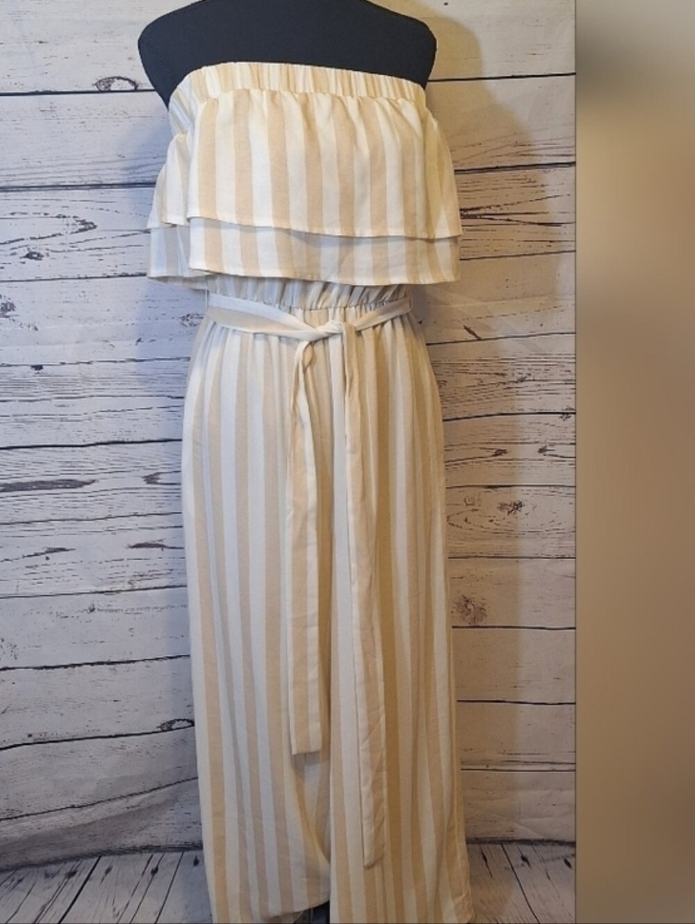 Allie Rose Stripe Strapless Wide Leg Jumpsuit SMALL